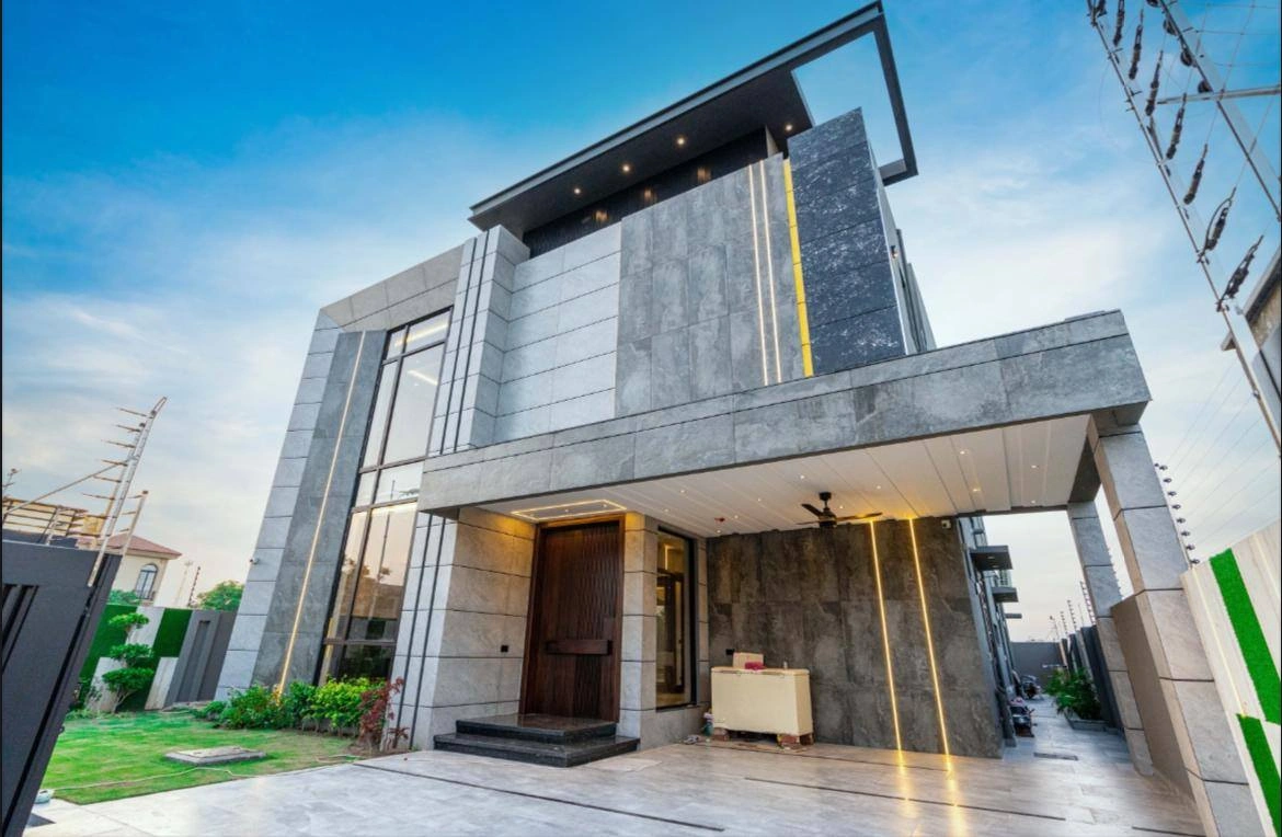 1-Kanal Semi-Furnished Modern Design House for Sale front and garage