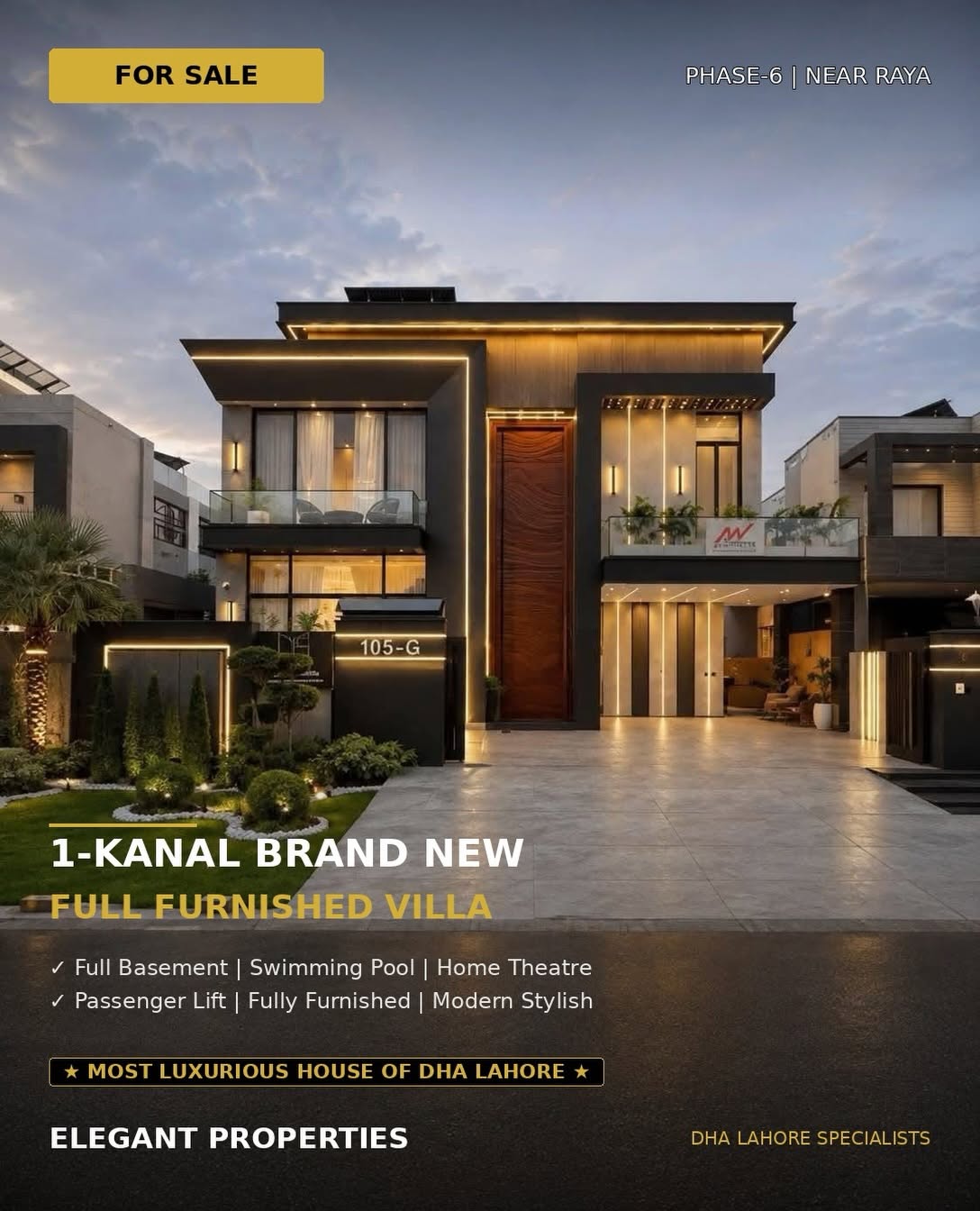 1 Kanal Brand New Fully Furnished Villa for Sale in DHA Lahore Phase 6
