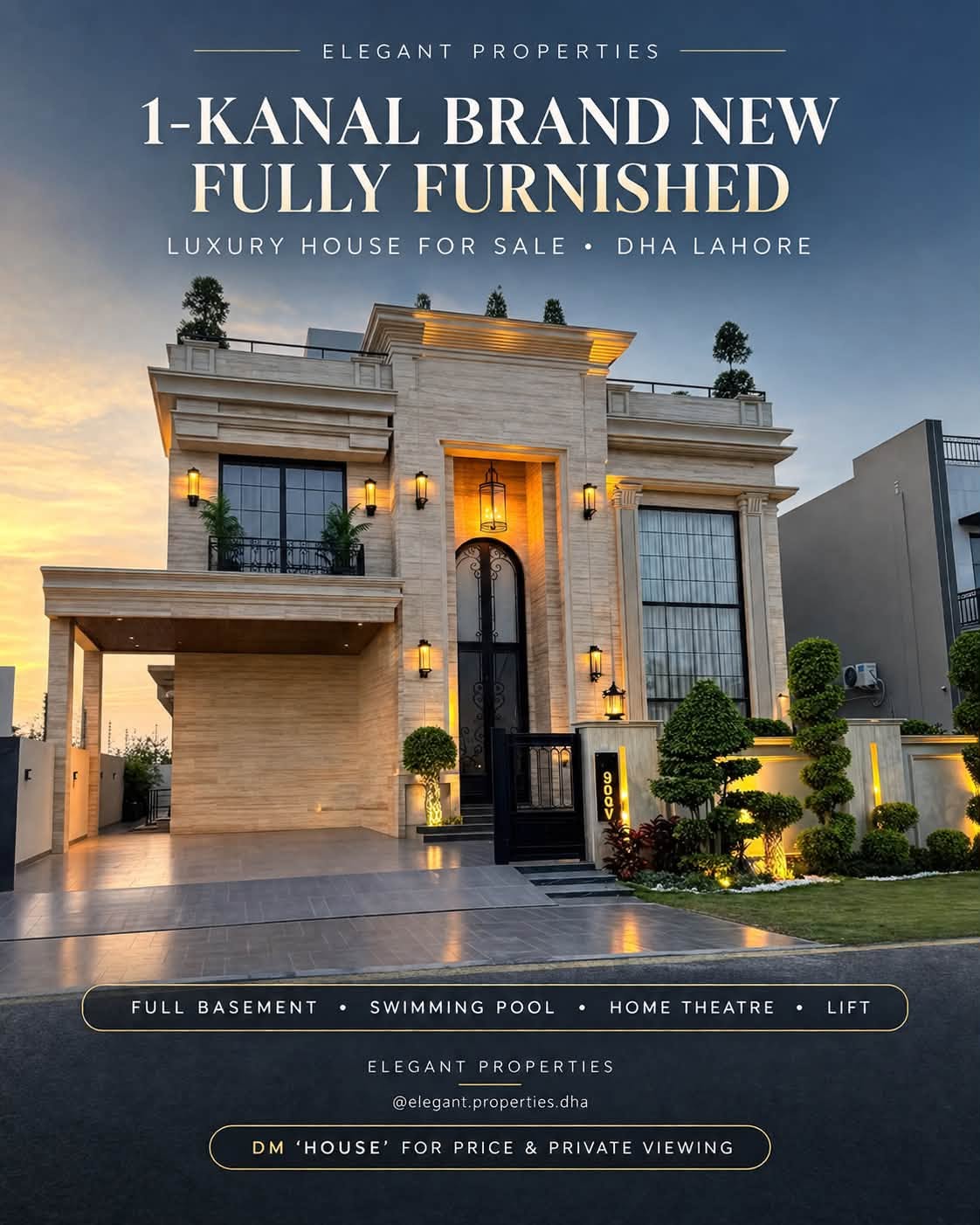 1 Kanal Brand New House for Sale in DHA Lahore